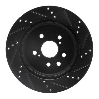 R1 Concepts R1 06-20 Lexus GS300 Rear Left Drilled & Slotted Black Brake Rotor