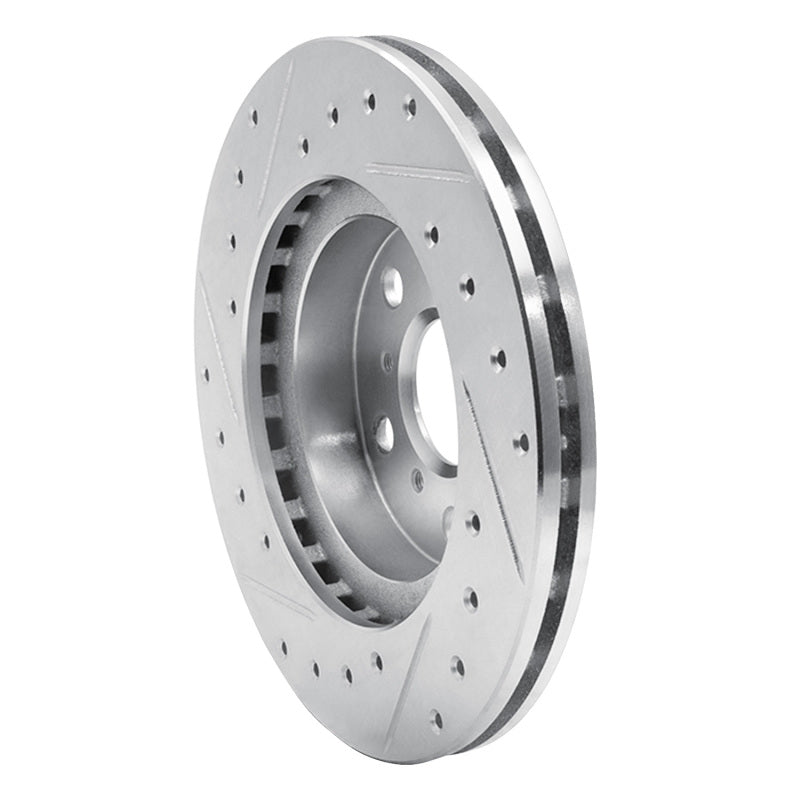 R1 Concepts R1 86-89 Toyota Celica Front Right Drilled & Slotted Silver Brake Rotor