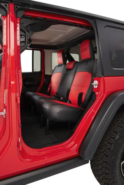 PRP Seats PRP 2018+ Jeep Wrangler JLU/4 door Rear Bench Cover with Leather Interior - Black/Red