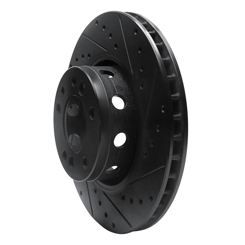 R1 Concepts R1 91-93 BMW M5 Front Right Drilled & Slotted Black Brake Rotor