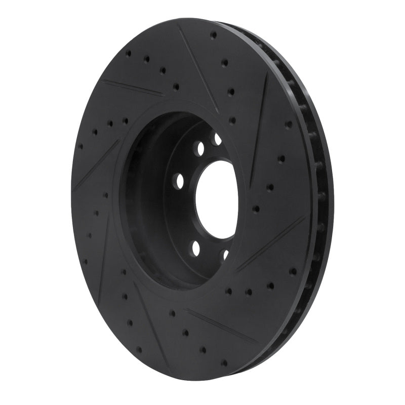 R1 Concepts R1 00-06 BMW X5 Front Left Drilled & Slotted Black Brake Rotor