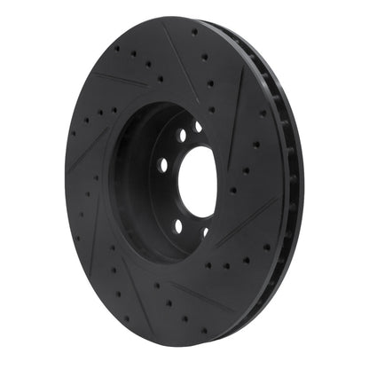 R1 Concepts R1 00-06 BMW X5 Front Left Drilled & Slotted Black Brake Rotor