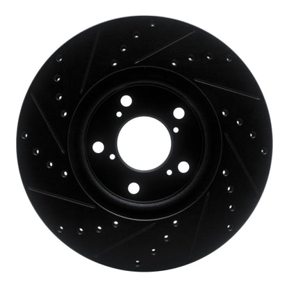 R1 Concepts R1 06-14 Honda Ridgeline Front Right Drilled & Slotted Black Brake Rotor