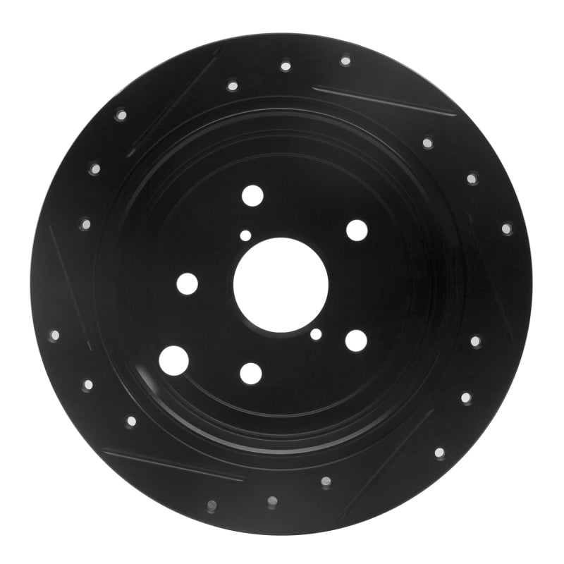 R1 Concepts R1 15-21 Subaru WRX Rear Right Drilled & Slotted Black Brake Rotor