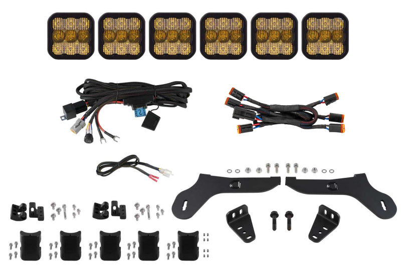 Diode Dynamics 17-20 Ford Raptor SS5 Grille CrossLink Lightbar Kit - Yellow Pro Combo