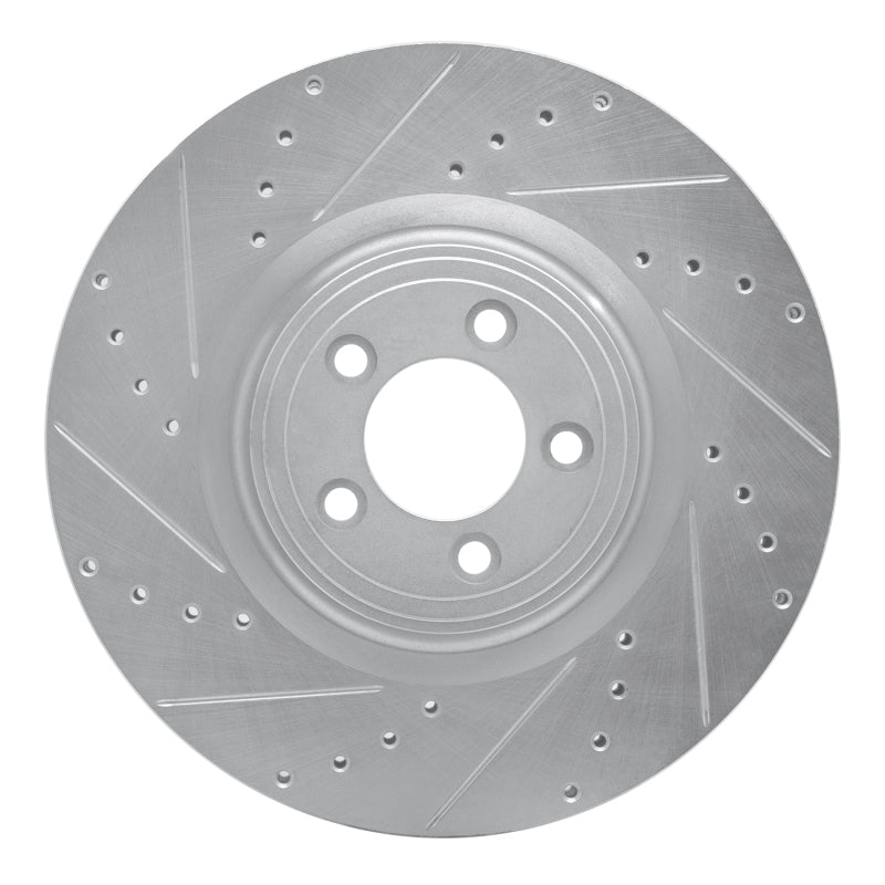 R1 Concepts R1 06-21 Jaguar XKR Front Left Drilled & Slotted Silver Brake Rotor