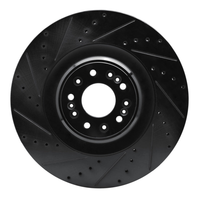 R1 Concepts R1 17-22 Genesis G90 Front Left Drilled & Slotted Black Brake Rotor
