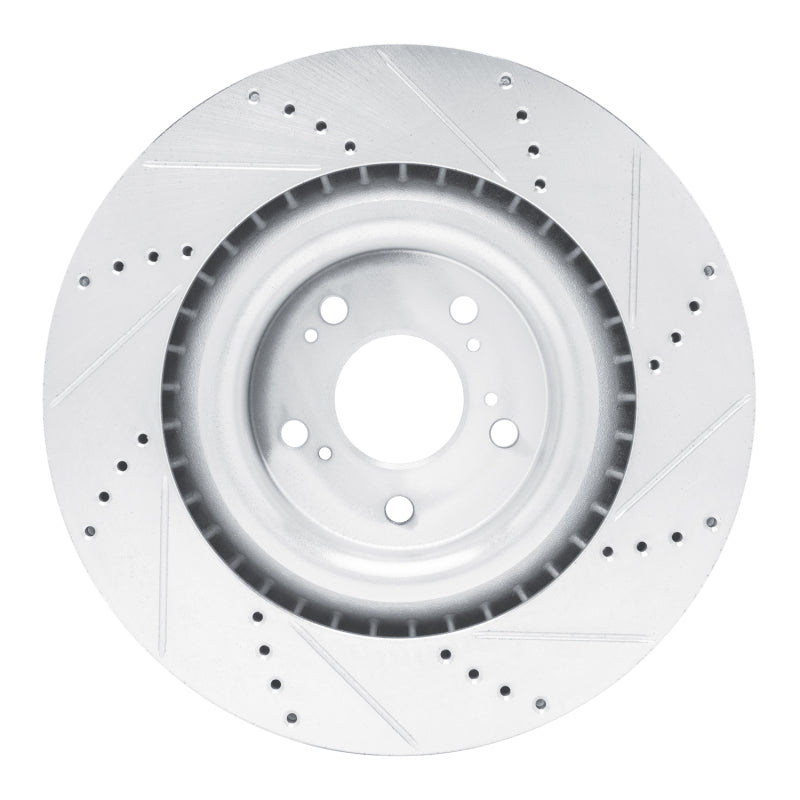R1 Concepts R1 2021-2025 Acura TLX Front Left Drilled & Slotted Silver Brake Rotor