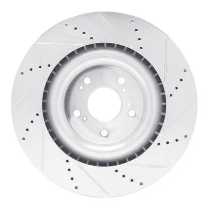 R1 Concepts R1 2021-2025 Acura TLX Front Left Drilled & Slotted Silver Brake Rotor