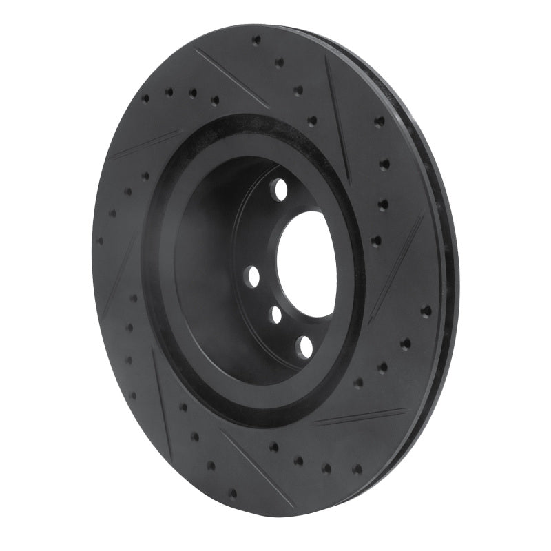 R1 Concepts R1 11-18 BMW X4 Rear Left Drilled & Slotted Black Brake Rotor