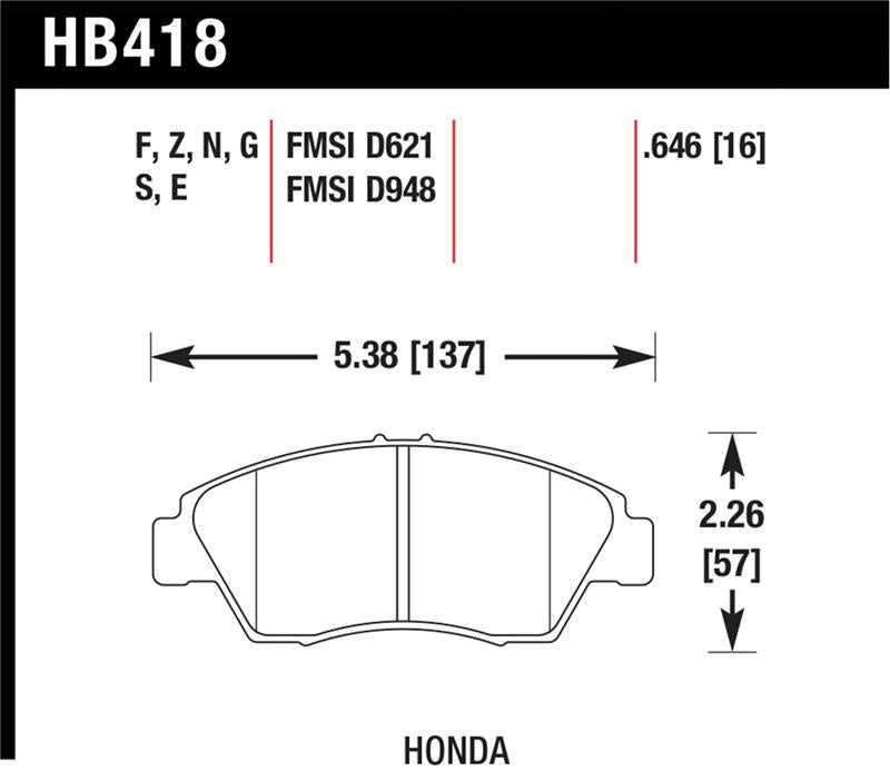 Hawk Performance Hawk 02-06 RSX (non-S) Front / 03-09 Civic Hybrid / 04-05 Civic Si Front Blue 9012 Race Brake Pads
