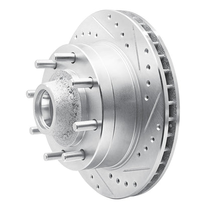 R1 Concepts R1 92-94 Ford E-250 Econoline Front Right Drilled & Slotted Silver Brake Rotor