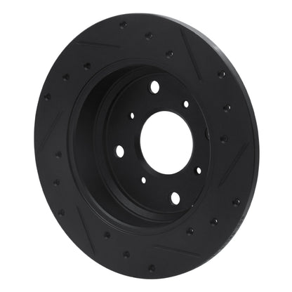 R1 Concepts R1 87-90 Acura Legend Rear Left Drilled & Slotted Black Brake Rotor