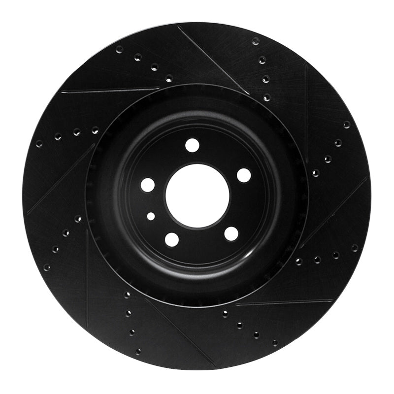 R1 Concepts R1 13-14 Ford Mustang Front Left Drilled & Slotted Black Brake Rotor