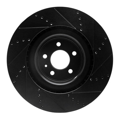 R1 Concepts R1 13-14 Ford Mustang Front Left Drilled & Slotted Black Brake Rotor