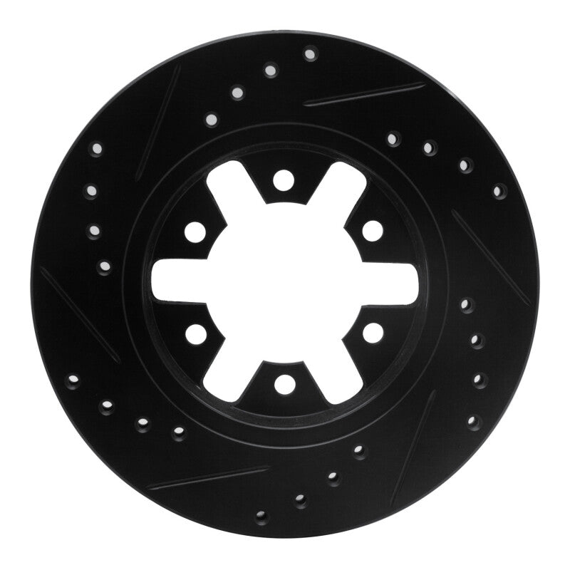 R1 Concepts R1 85-97 Nissan D21 Pickup RWD (4 Cyl Excl HD) Front Right Drilled & Slotted Black Brake Rotor