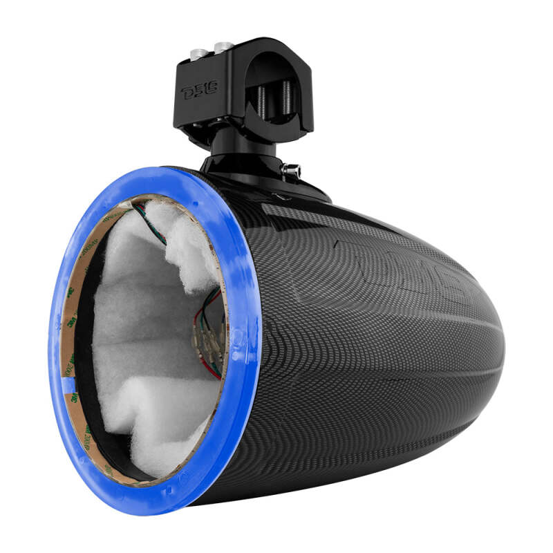 DS18 Marine And Powersports Towers 8in RGB LED Lights Black Carbon Fiber Speakers Not Included
