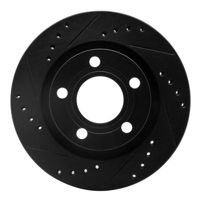 R1 Concepts R1 99-05 Audi A6 Quattro Rear Left Drilled & Slotted Black Brake Rotor