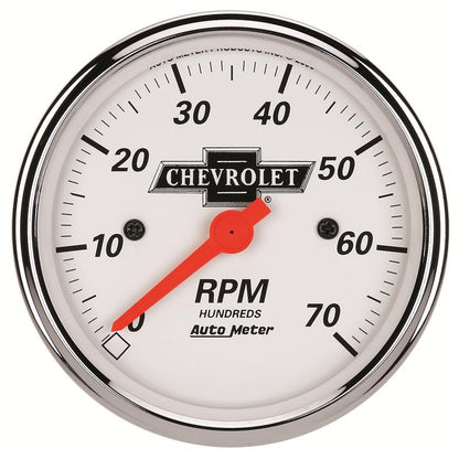 Autometer Arctic White GM 3-1/8in 7000RPM 4, 6, 8 Cyl Electrical Tachometer Gauge