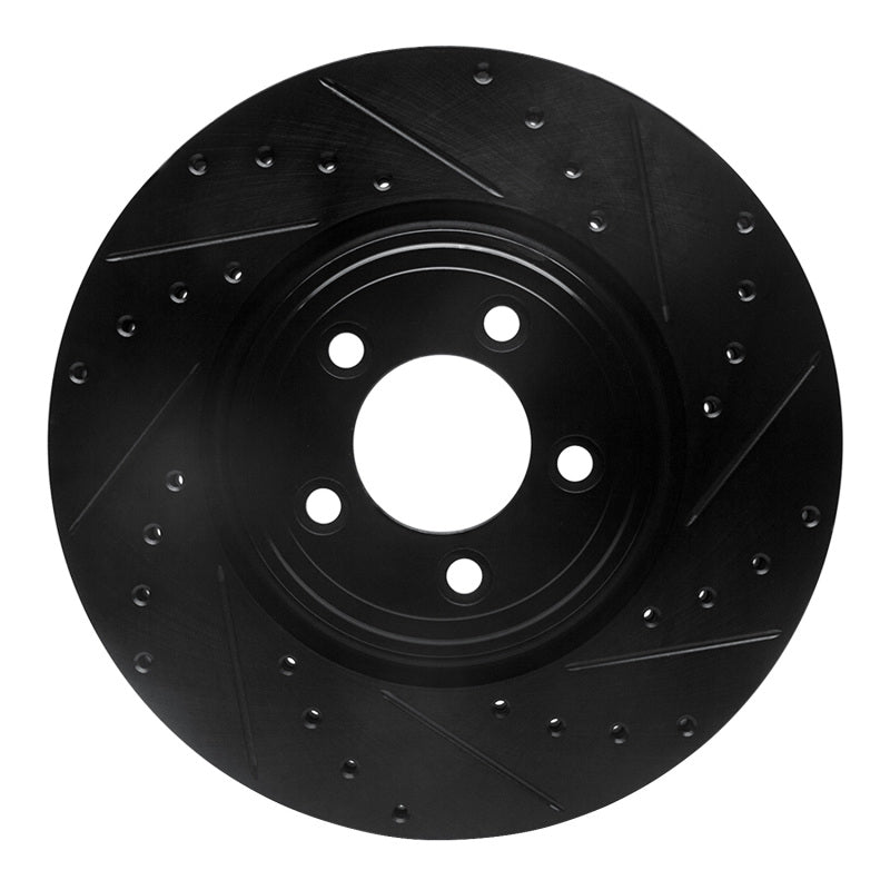 R1 Concepts R1 06-10 Jaguar XK Front Right Drilled & Slotted Black Brake Rotor