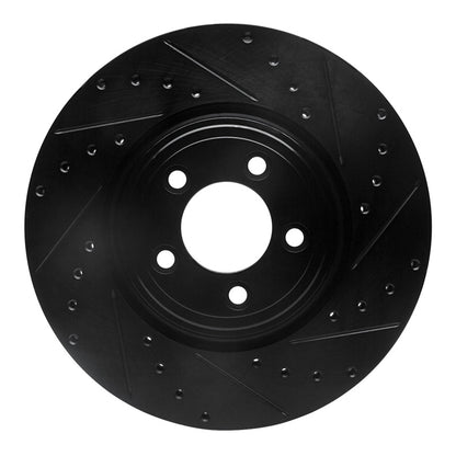 R1 Concepts R1 06-10 Jaguar XK Front Right Drilled & Slotted Black Brake Rotor