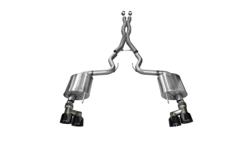 CORSA Performance Corsa 2015-2017 Ford Mustang GT 5.0 3in Cat Back Exhaust Black Quad Tips (Sport)