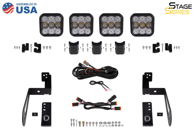 Diode Dynamics Jeep JK SS5 4-Pod CrossLink Grille Lightbar Kit Sport - White Combo