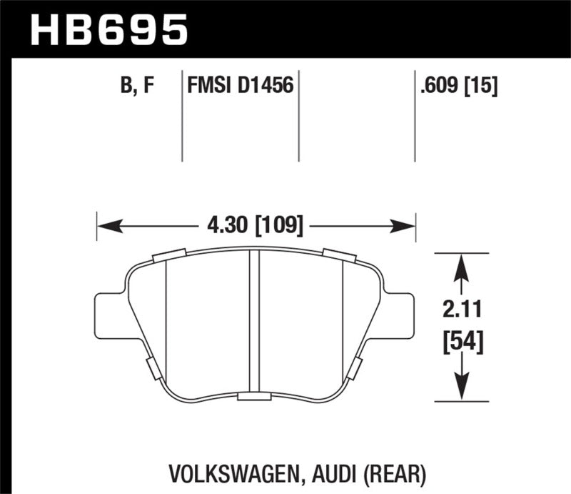 Hawk Performance Hawk 12 Audi A3 / 11-12 VW Golf GTI/Jetta S/Jetta SE/Jetta SEL/Jetta TDI HPS Street Rear Brake Pads