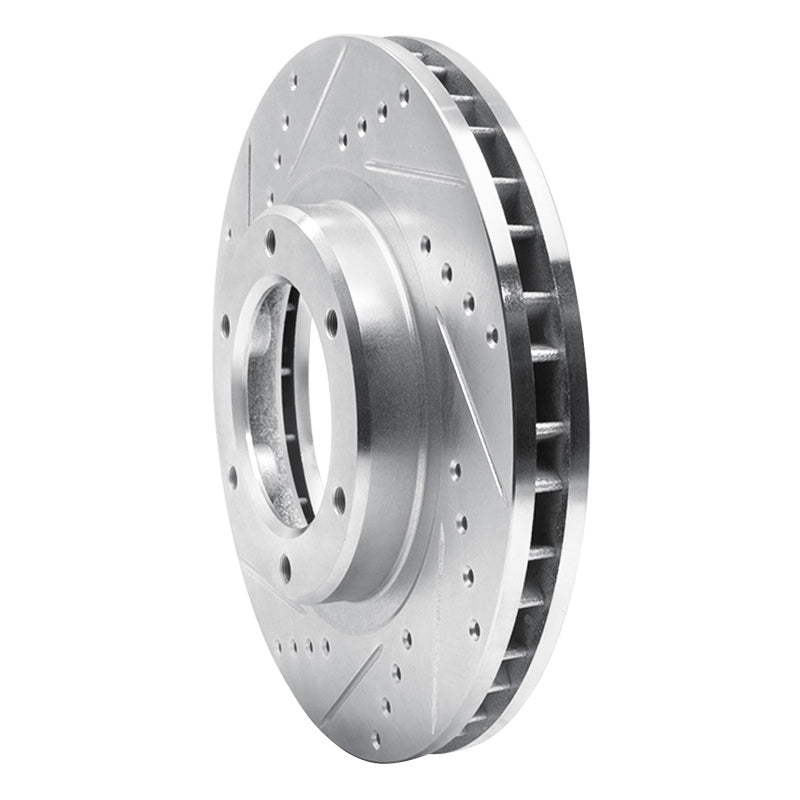 R1 Concepts R1 90-92 Toyota Land Cruiser Front Left Drilled & Slotted Silver Brake Rotor
