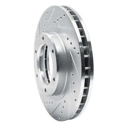 R1 Concepts R1 90-92 Toyota Land Cruiser Front Left Drilled & Slotted Silver Brake Rotor
