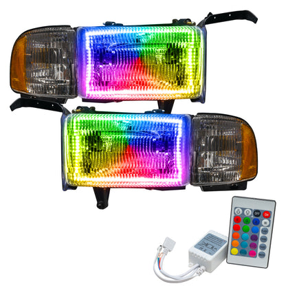 ORACLE Lighting Oracle 94-02 Dodge Ram Pre-Assembled Halo Headlights - ColorSHIFT w/ Simple Controller