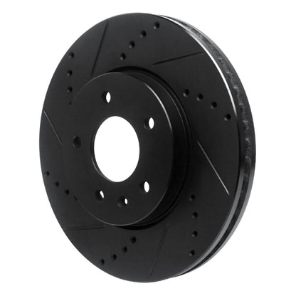 R1 Concepts R1 07-15 Chevrolet Captiva Front Left Drilled & Slotted Black Brake Rotor