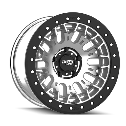 Dirty Life DT-3 17X9 5x127 -12 Offset - Machined Finish w/ Simulated Beadlock