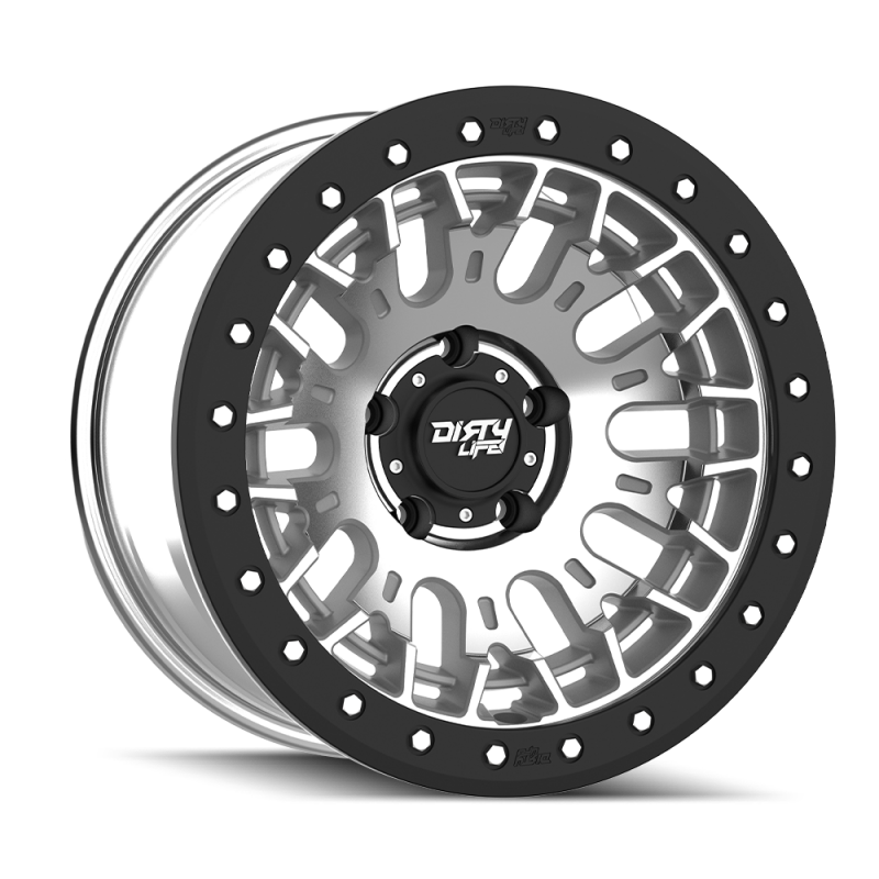 Dirty Life DT-3 17X9 6x139.7 -12 Offset - Machined Finish w/ Simulated Beadlock