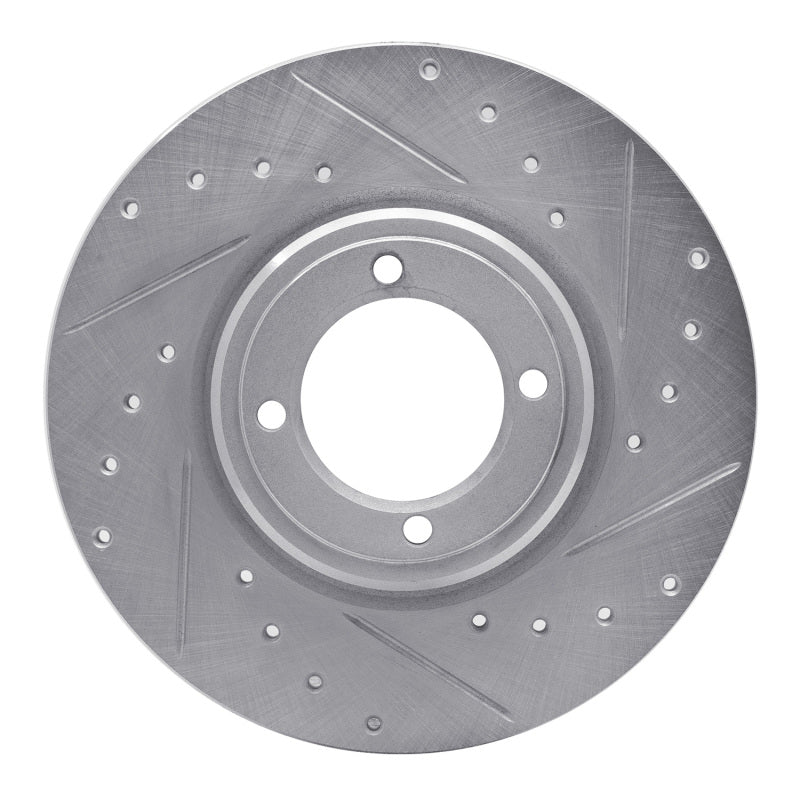 R1 Concepts R1 69-89 Peugeot 504 Front Right Drilled & Slotted Silver Brake Rotor