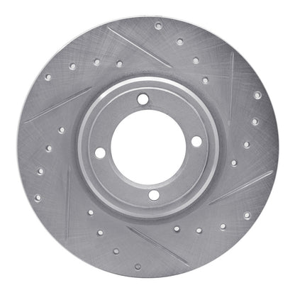 R1 Concepts R1 69-89 Peugeot 504 Front Right Drilled & Slotted Silver Brake Rotor