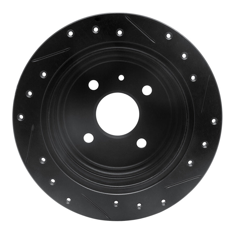 R1 Concepts R1 99-02 Daewoo Nubira Rear Left Drilled & Slotted Black Brake Rotor