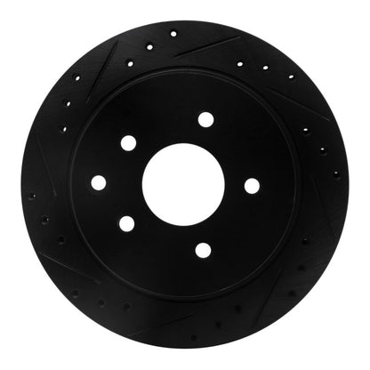 R1 Concepts R1 93-01 Infiniti Q45 Rear Left Drilled & Slotted Black Brake Rotor