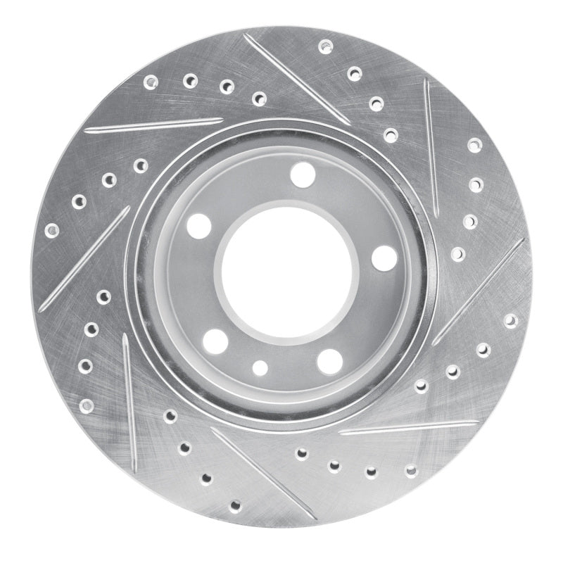 R1 Concepts R1 82-89 BMW 535I Front Left Drilled & Slotted Silver Brake Rotor