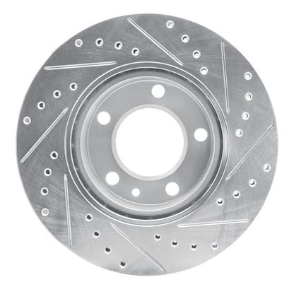 R1 Concepts R1 82-89 BMW 535I Front Left Drilled & Slotted Silver Brake Rotor