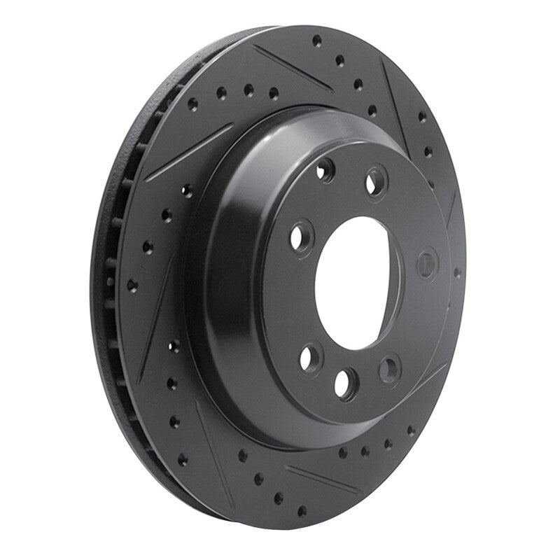 R1 Concepts R1 03-18 Audi Q7 Rear Right Drilled & Slotted Black Brake Rotor