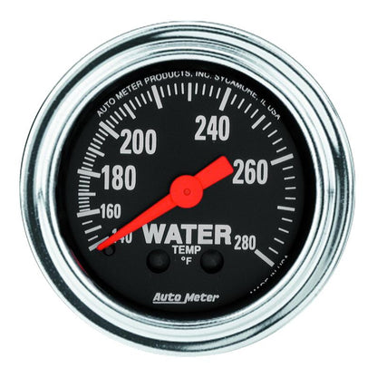 Autometer Traditional Chrome Mechanical Water Temperature 2 1/16in 140-280 F Gauge