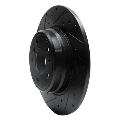 R1 Concepts R1 91-01 BMW 740IL Rear Left Drilled & Slotted Black Brake Rotor