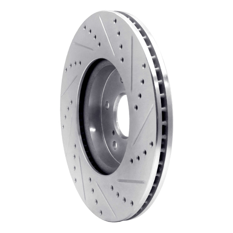 R1 Concepts R1 2013-2025 Acura ADX Front Left Drilled & Slotted Silver Brake Rotor