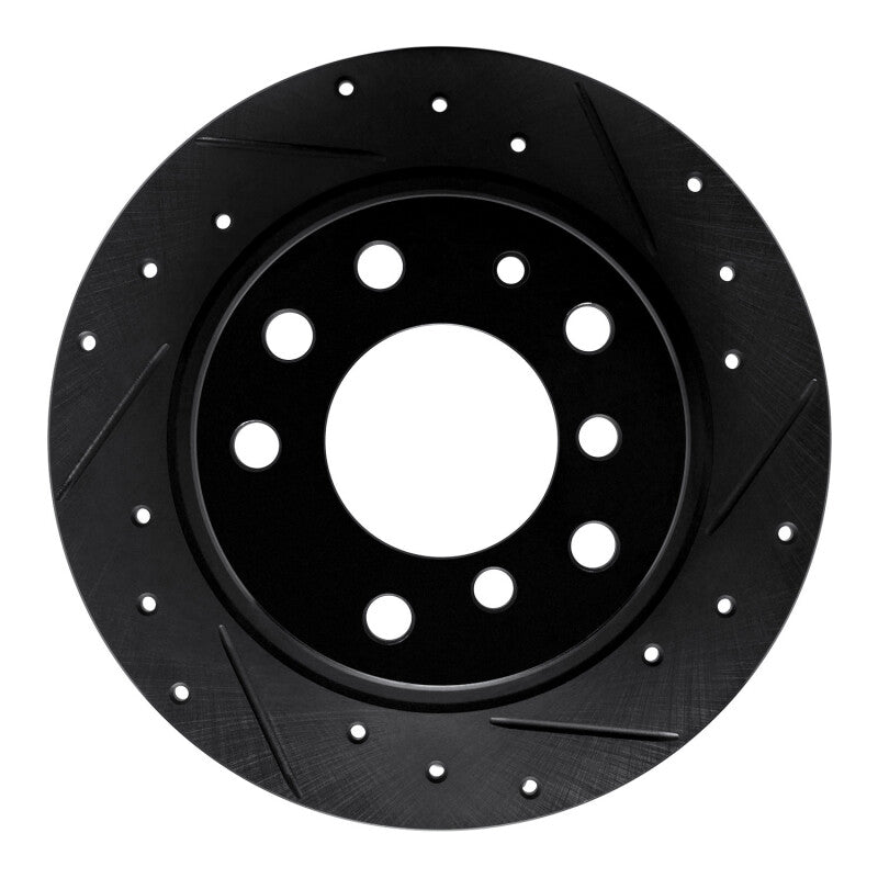 R1 Concepts R1 69-81 BMW BAVARIA Rear Right Drilled & Slotted Black Brake Rotor
