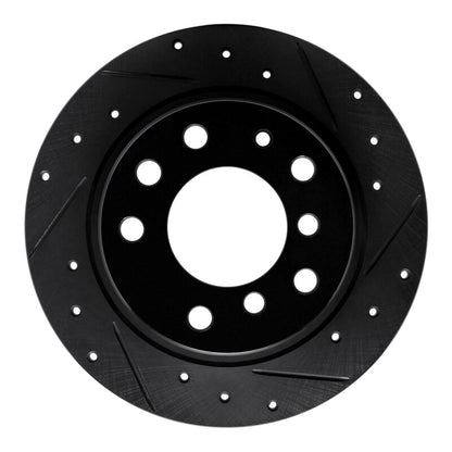 R1 Concepts R1 69-81 BMW BAVARIA Rear Right Drilled & Slotted Black Brake Rotor