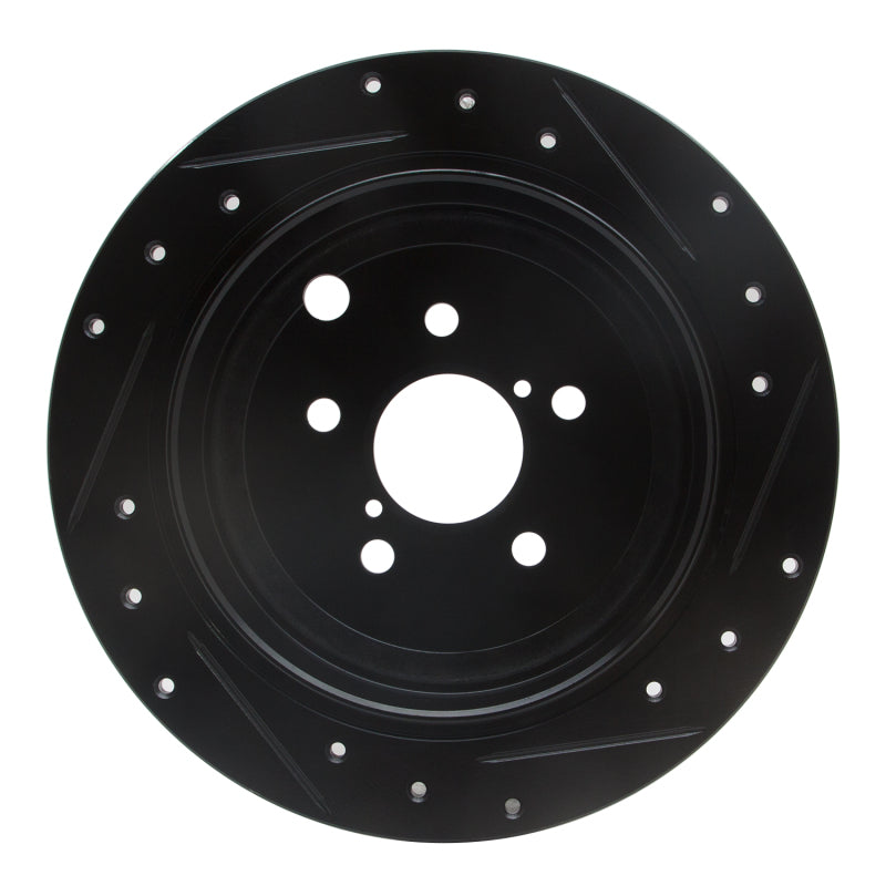 R1 Concepts R1 08-15 Subaru Forester Rear Left Drilled & Slotted Black Brake Rotor