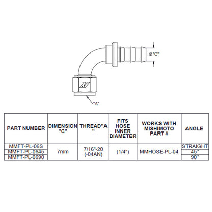 Mishimoto 45 Degree Push Lock Fitting - 4AN