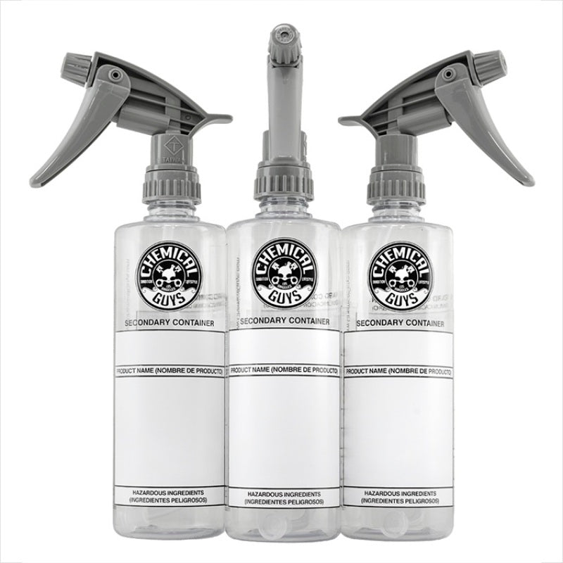 Chemical Guys Secondary Container Dilution Bottle With Heavy Duty Sprayer - 16oz (3 Pack)