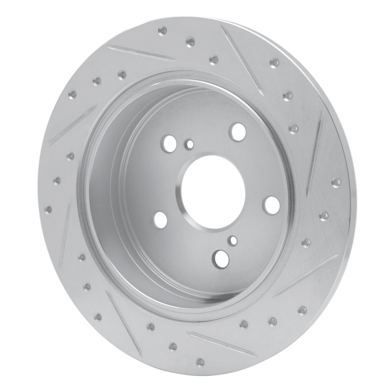 R1 Concepts R1 12-20 Toyota Mirai Rear Left Drilled & Slotted Silver Brake Rotor